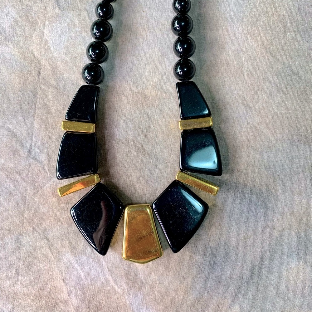 Napier Necklace Vintage Metal and Lucite Bead Necklace 16”